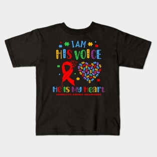 Hemolytic Anemia Awareness Support Red Ribbon Kids T-Shirt